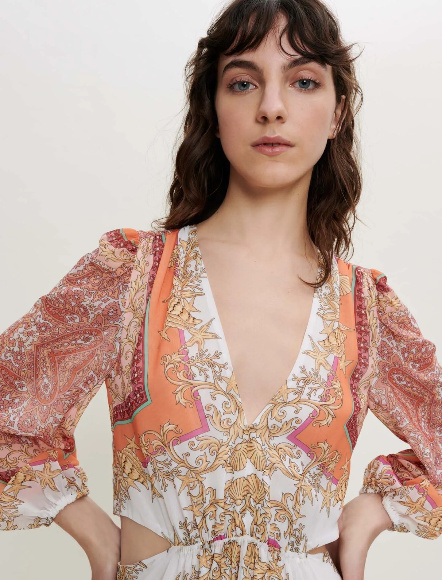 MUSLIN DRESS WITH SCARF PRINT