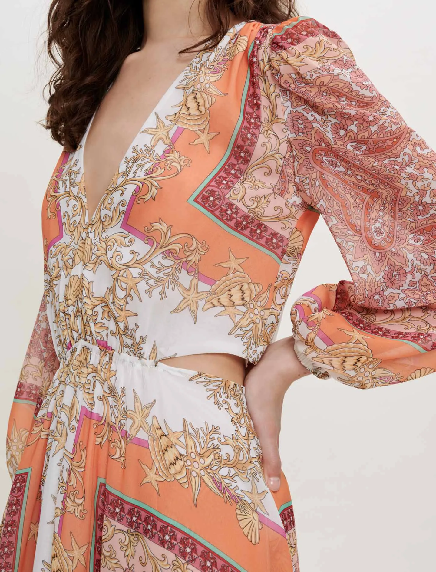 MUSLIN DRESS WITH SCARF PRINT