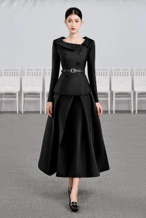 Night Fit and Flare Double Breasted Taffeta Top