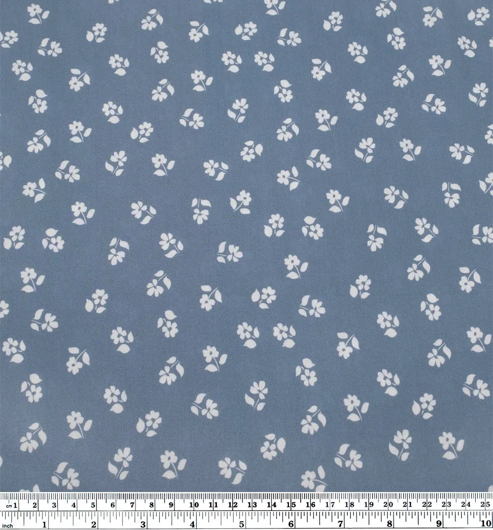 Perfect Posy Printed Viscose Challis - Bluestone