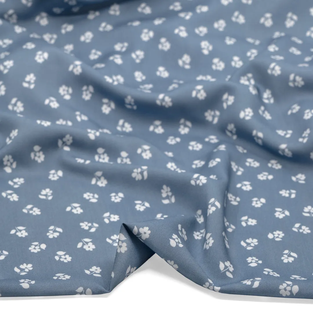 Perfect Posy Printed Viscose Challis - Bluestone