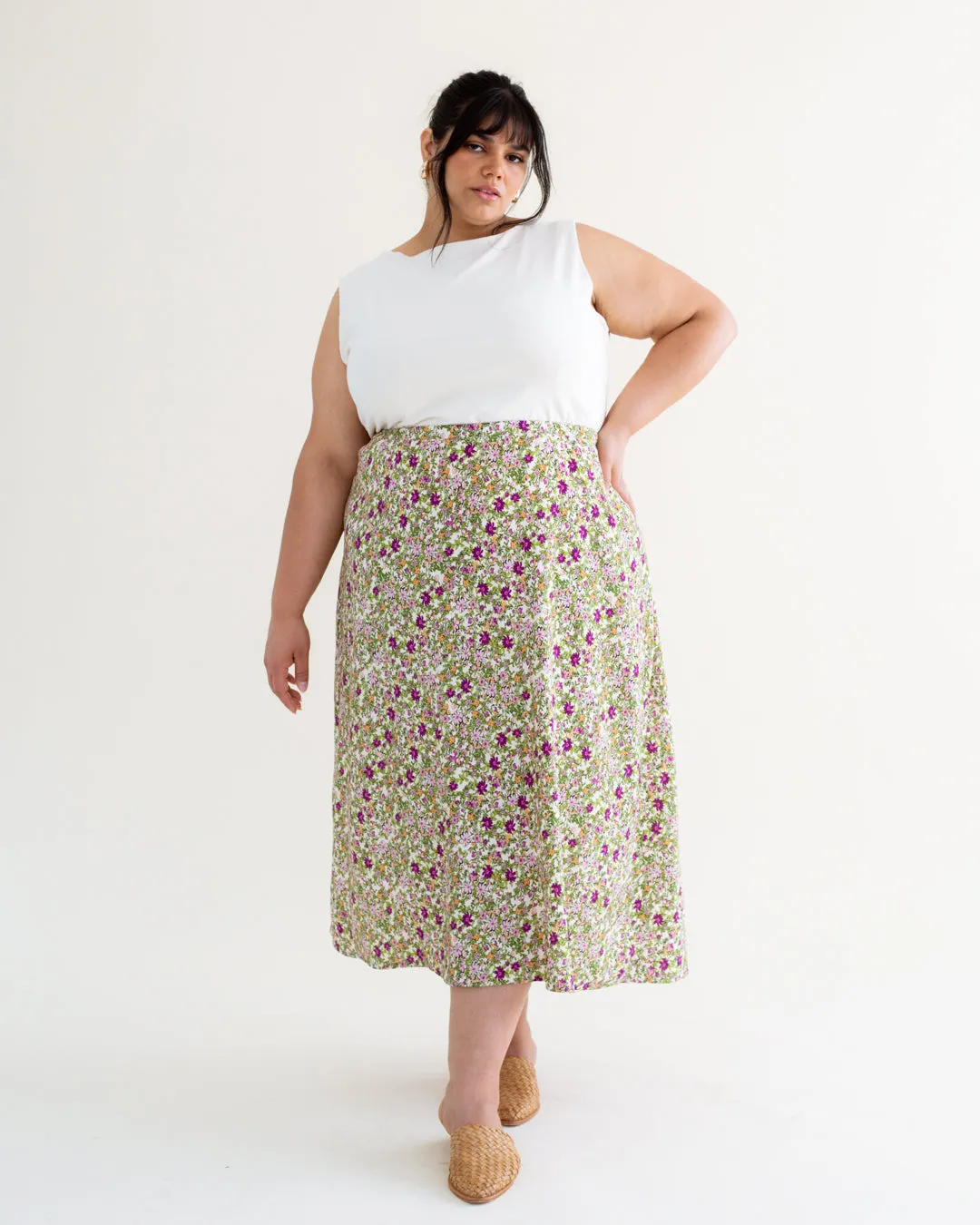 Perfect Posy Printed Viscose Challis - Bluestone