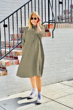 Piironki Helsinki Linen Sofia Khaki Dress