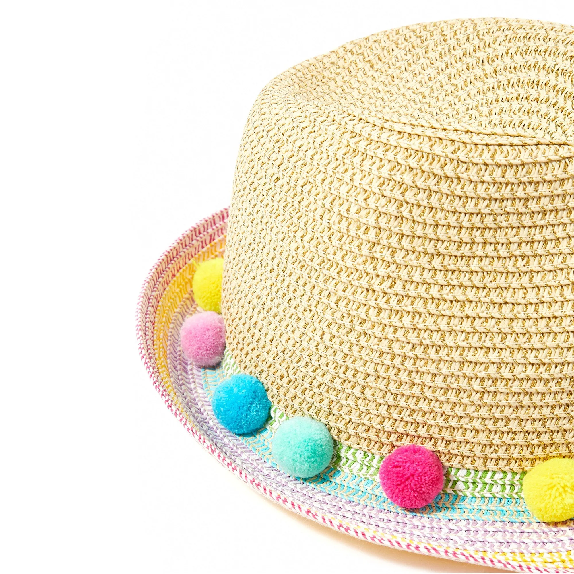 Rainbow Pom Trilby Hat