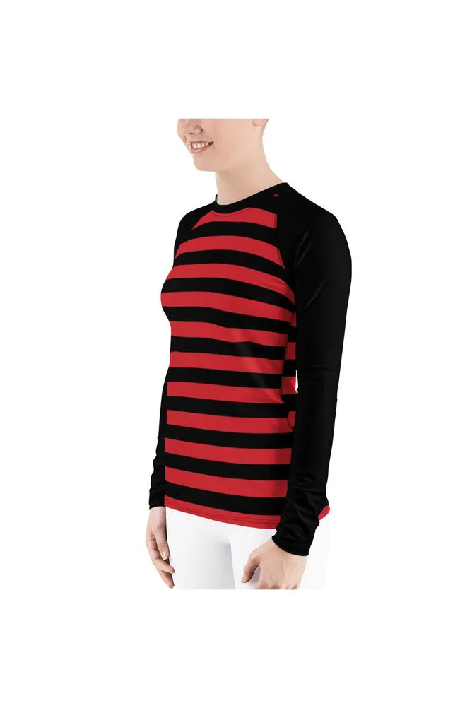 Scarlet Striped Women's Rash Guard