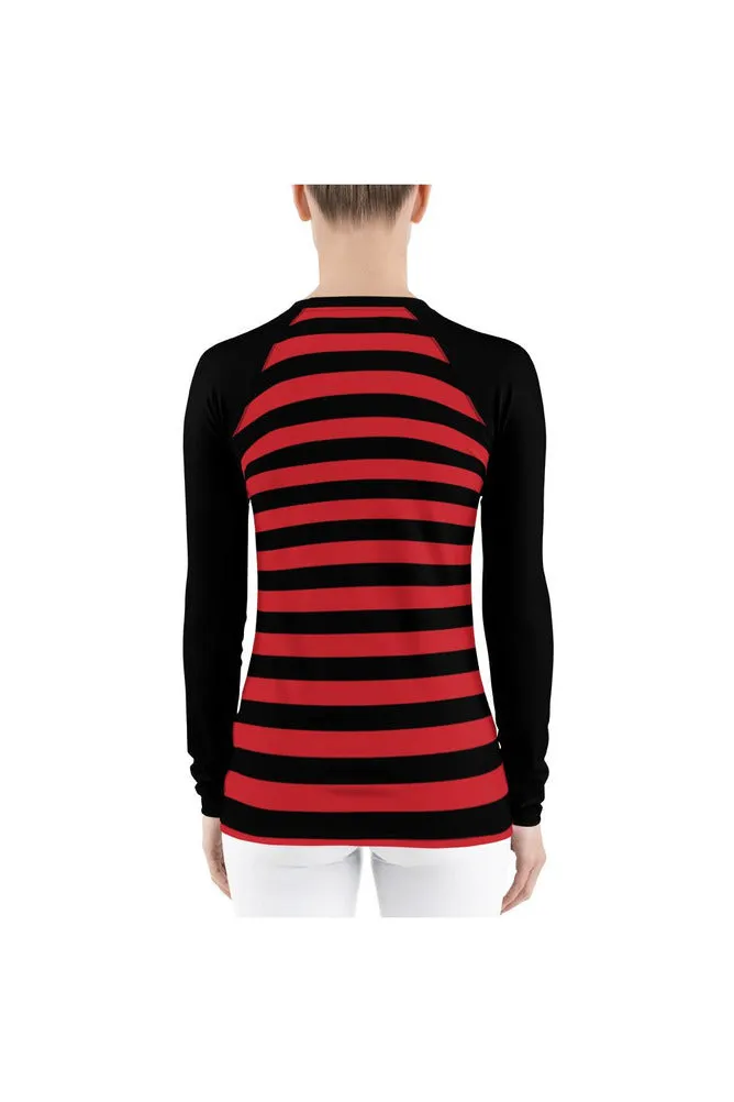 Scarlet Striped Women's Rash Guard