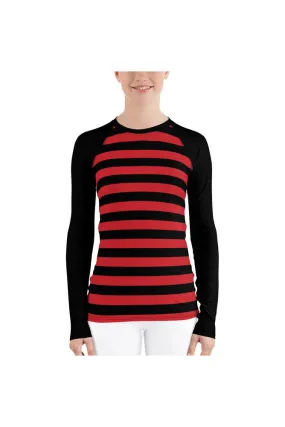 Scarlet Striped Women's Rash Guard