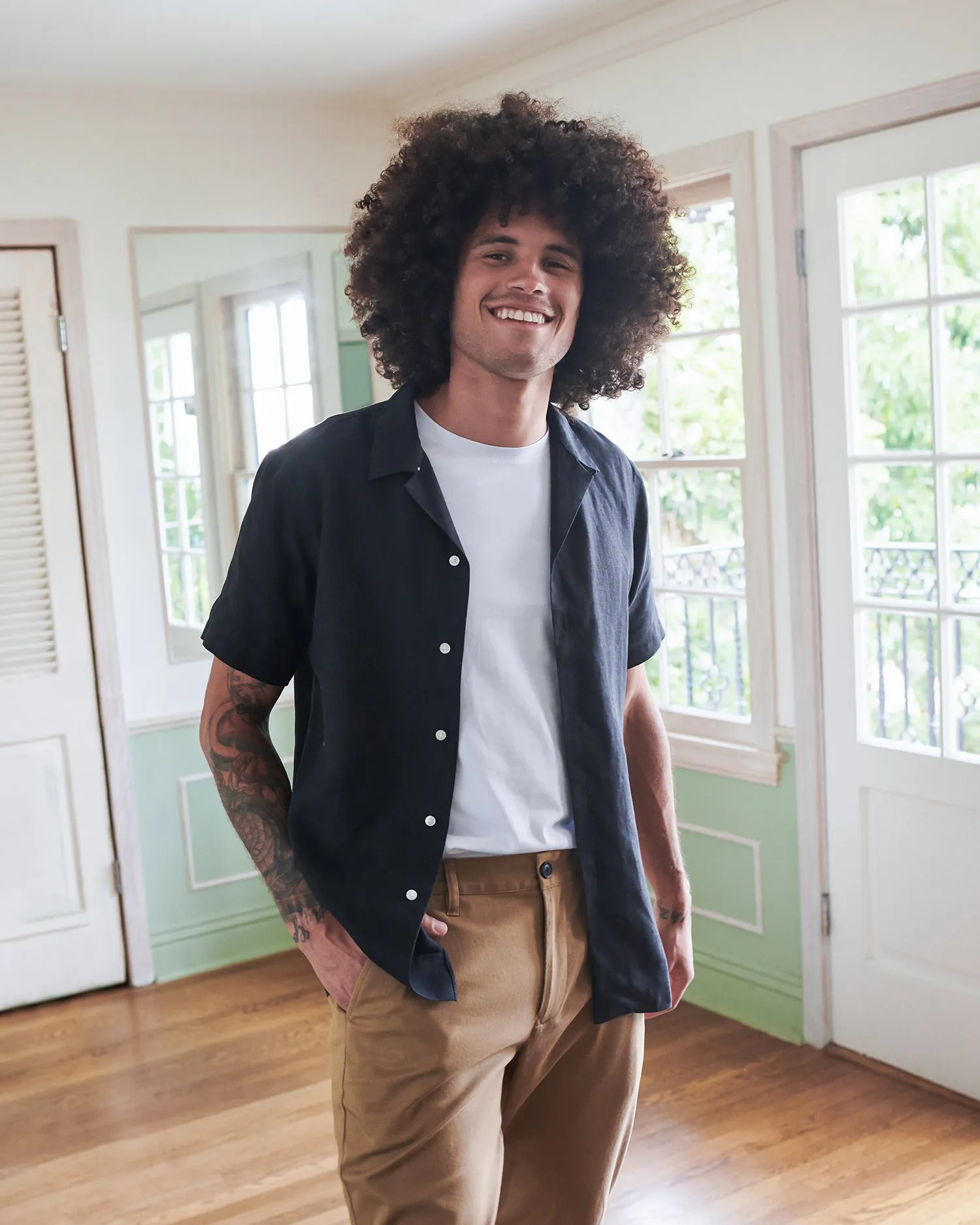 Short-Sleeve Wrinkle-free Linen Shirt