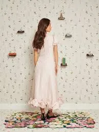 Sister Jane Puff Sleeve Ruffle Hem Midaxi Dress In Powder Pink