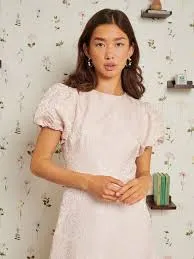 Sister Jane Puff Sleeve Ruffle Hem Midaxi Dress In Powder Pink
