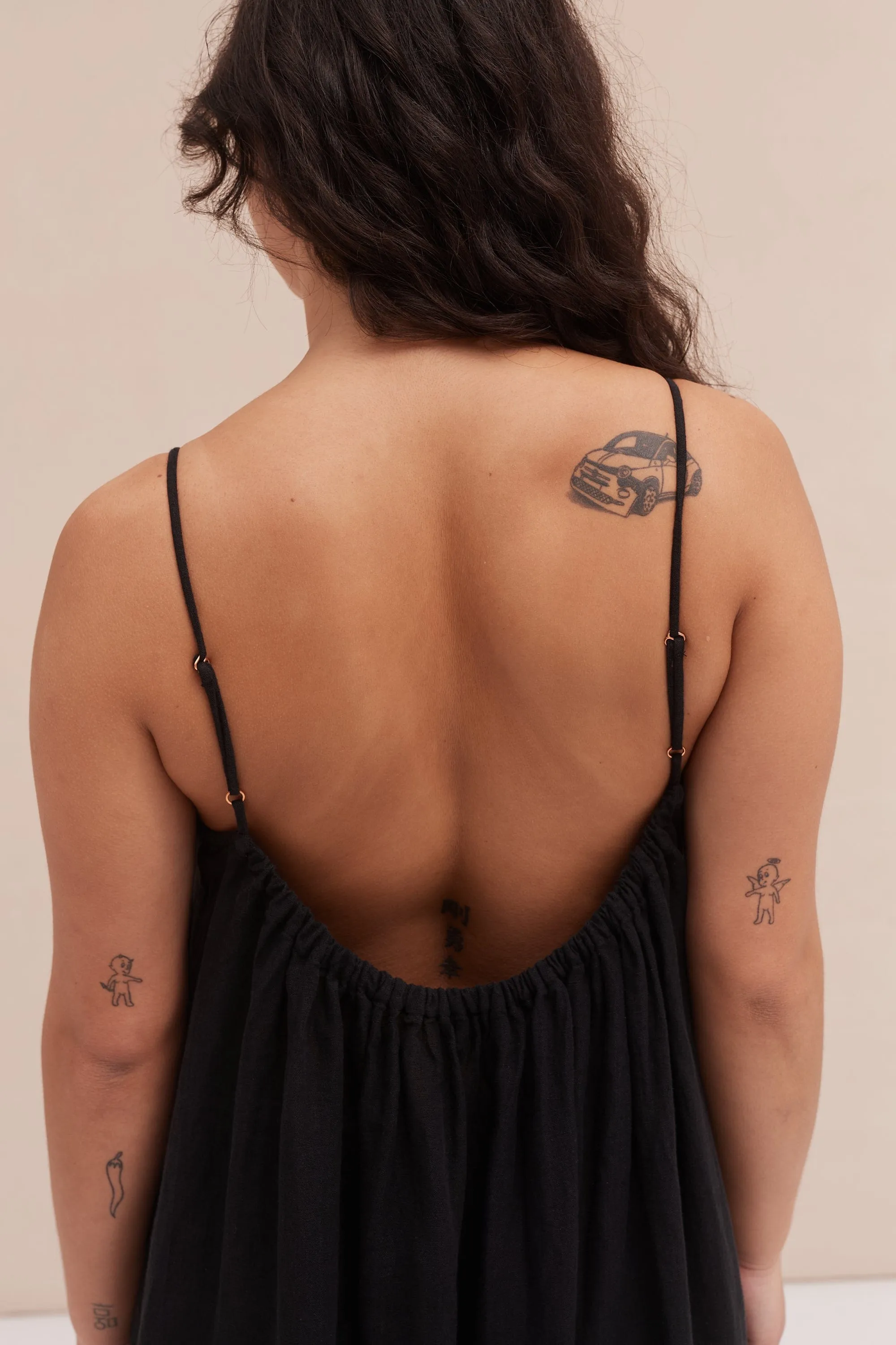 Square Nightie Black Linen