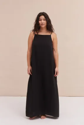 Square Nightie Black Linen