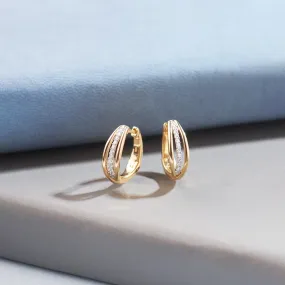 Striped Medium Diamond Hoops