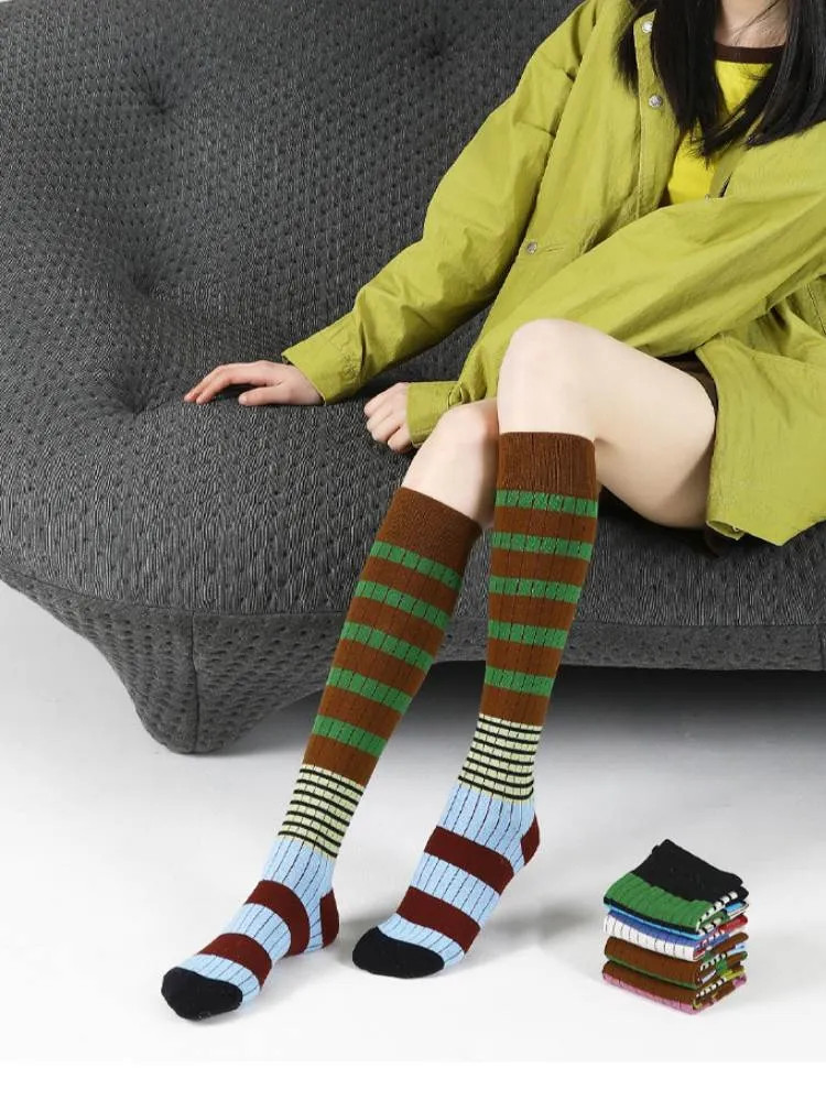 Striped Pattern Knee-High Socks