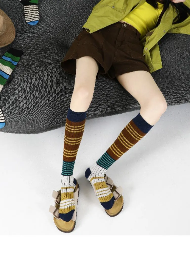 Striped Pattern Knee-High Socks