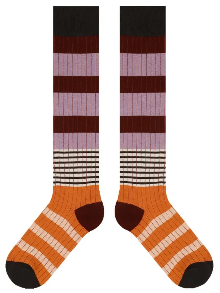 Striped Pattern Knee-High Socks