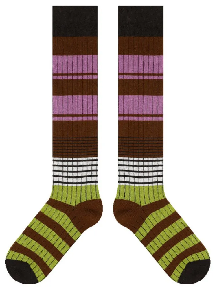 Striped Pattern Knee-High Socks