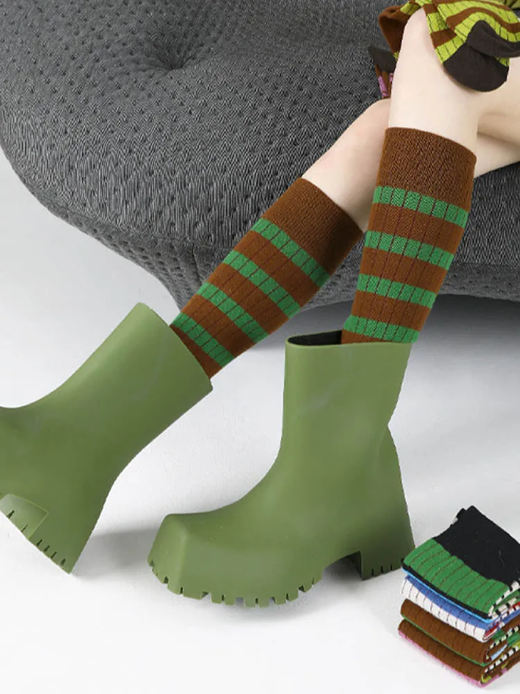 Striped Pattern Knee-High Socks