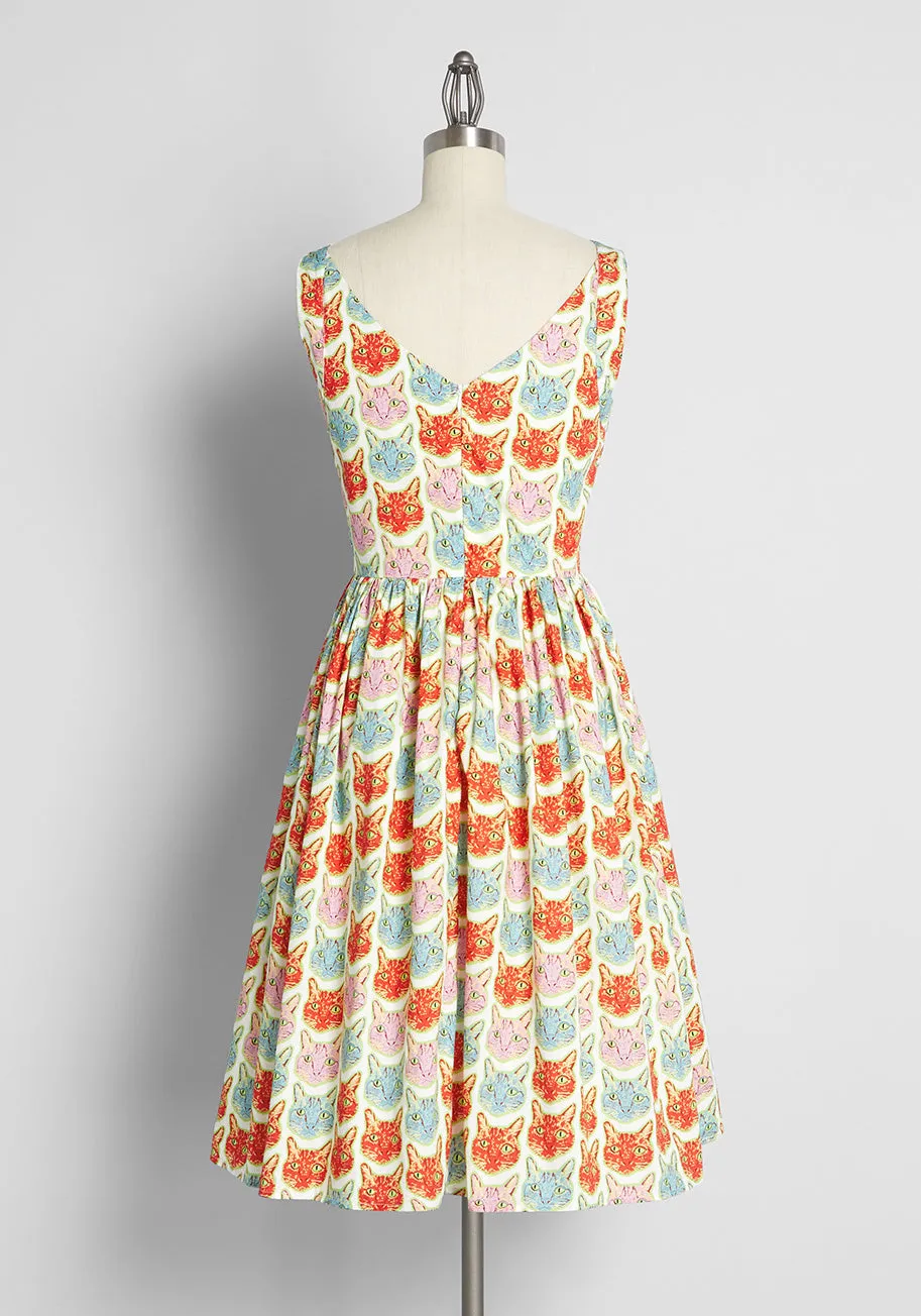The Moment is Meow Fit and Flare Dress