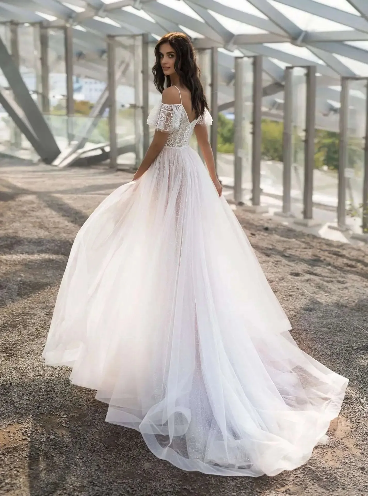 V Neck Lace Wedding Dress