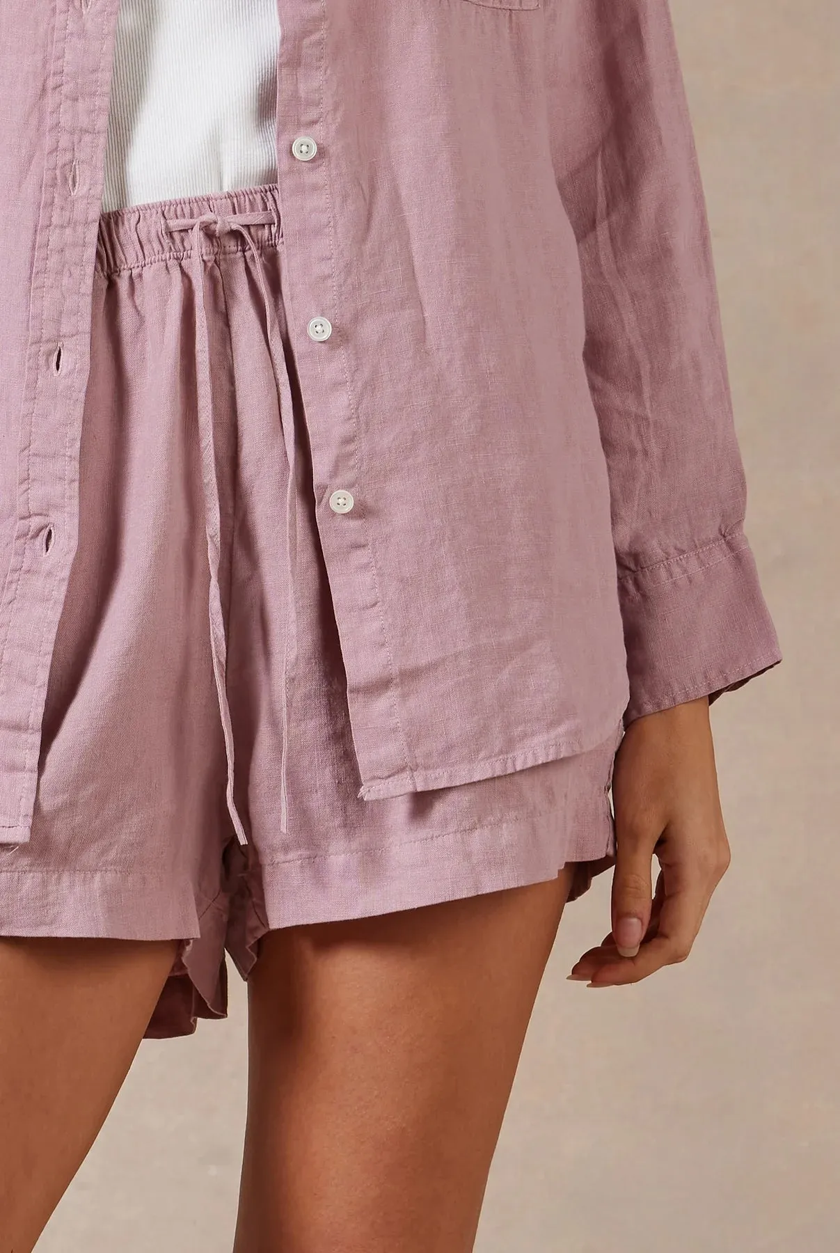 (W) Riviera Linen Short in Iris Pink