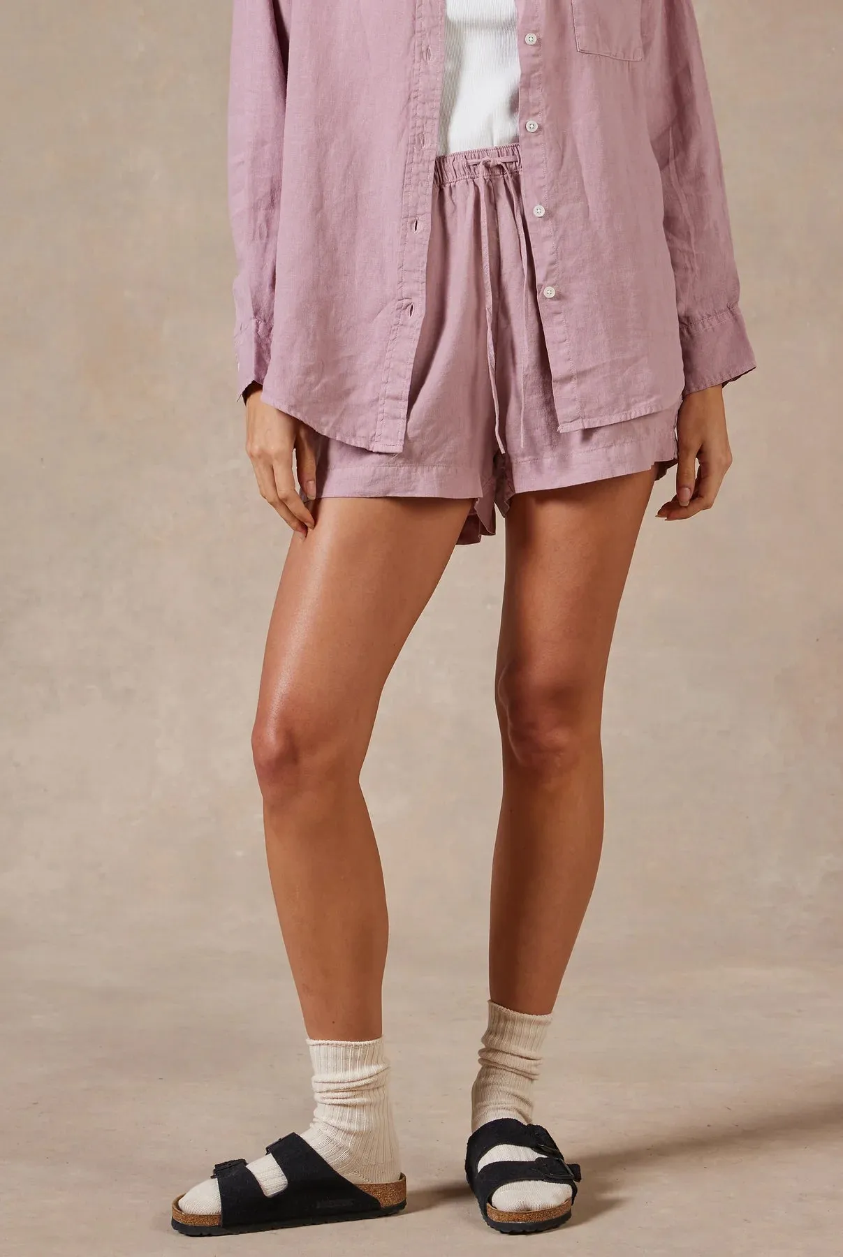 (W) Riviera Linen Short in Iris Pink