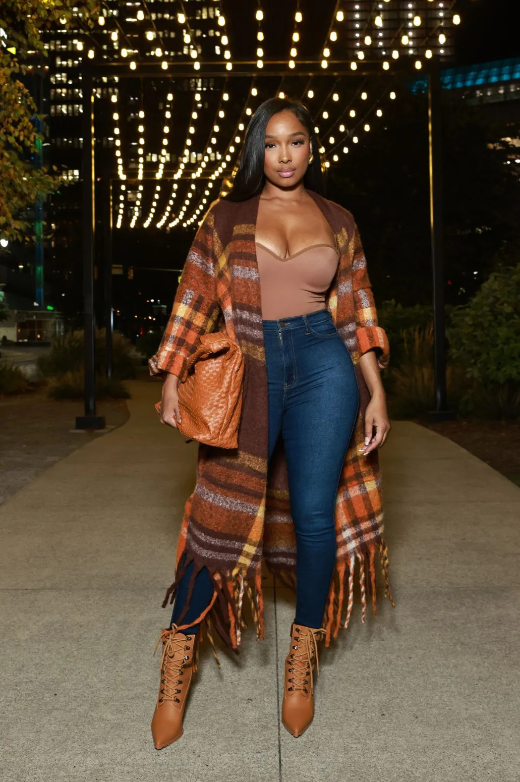Warm Up To You Fringe Maxi Cardigan Sweater - Brown Checkered