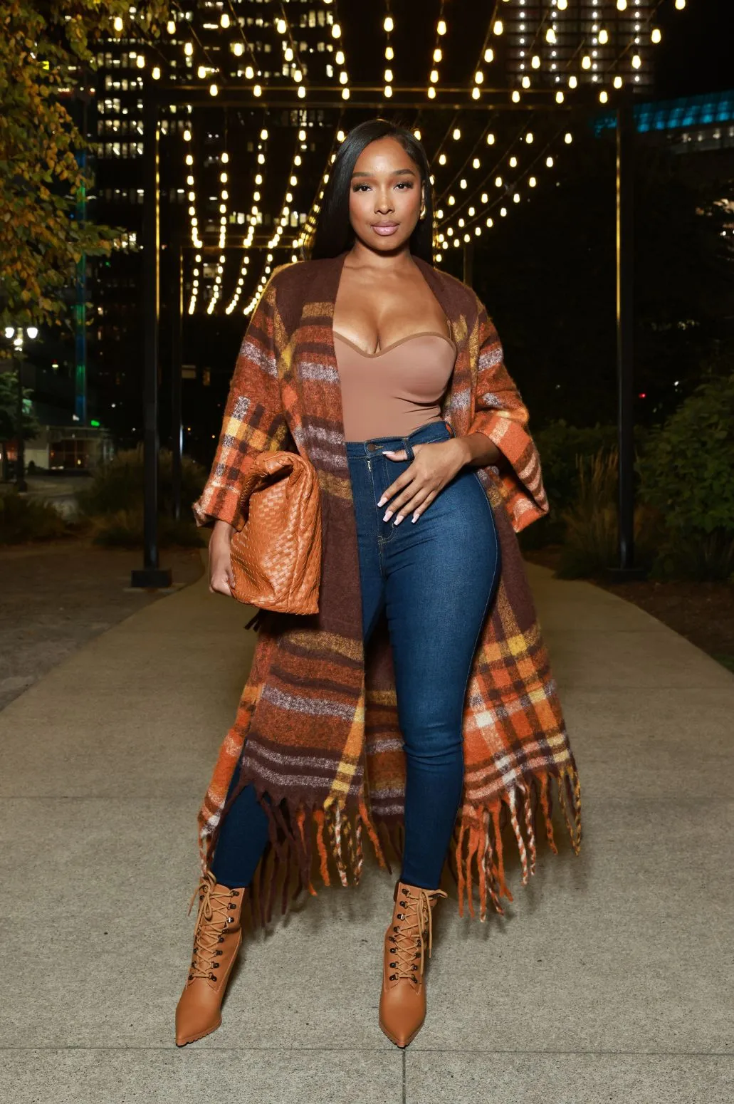 Warm Up To You Fringe Maxi Cardigan Sweater - Brown Checkered