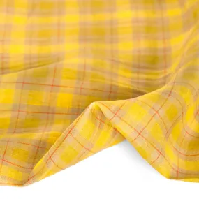 Windowpane Check Yarn Dyed Linen - Butter
