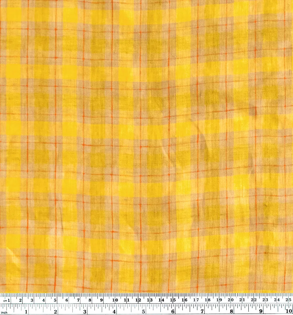 Windowpane Check Yarn Dyed Linen - Butter
