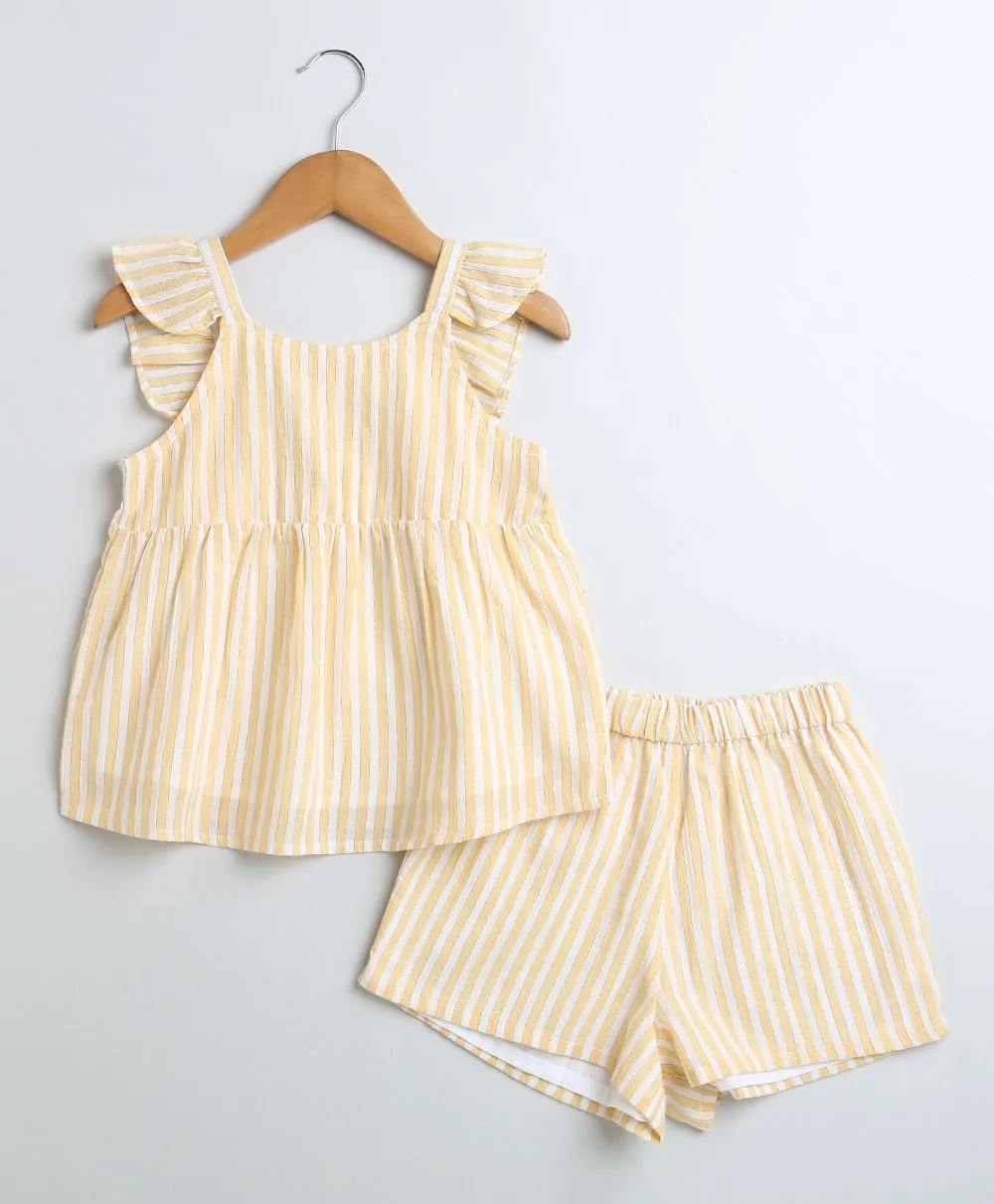 Yarn Dyed Cotton Lurex Yellow Striped Luxrex Co-ord Set